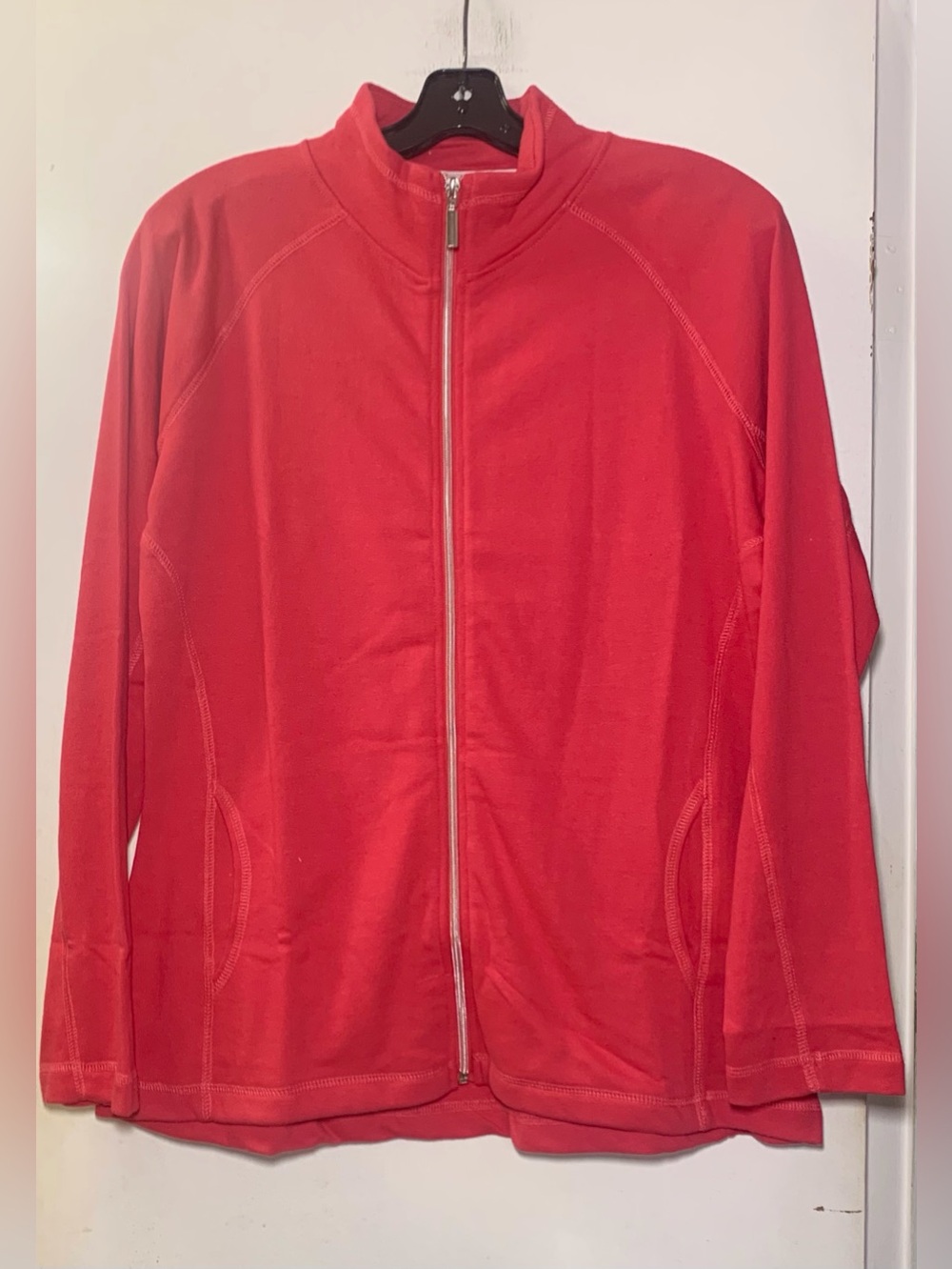DKR Apparel Full Zip Cotton Blend French Terry Jacket with Pockets-Coral